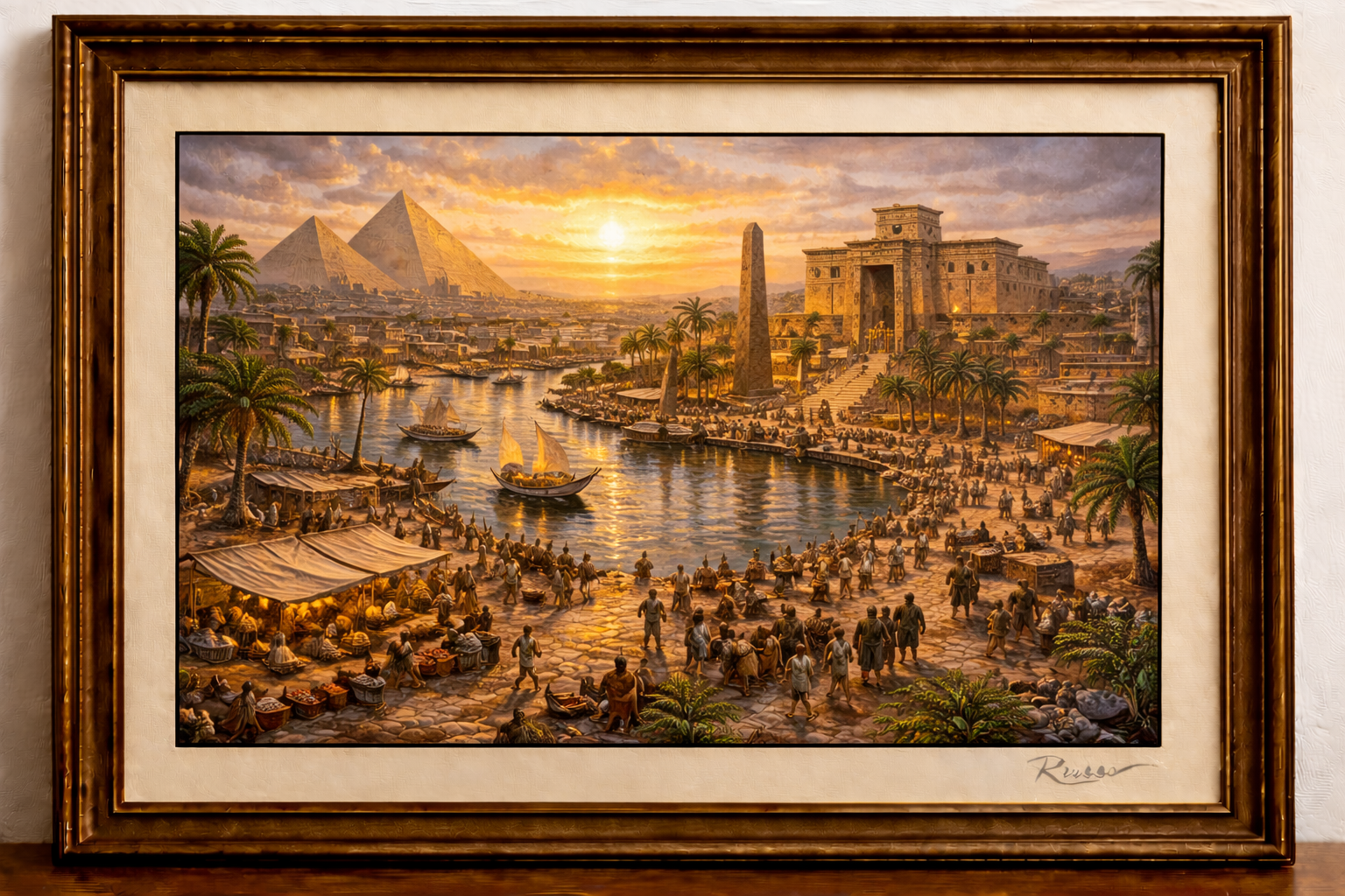 Ancient Egyptian city at sunset