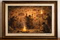 Ancient cave ritual in firelight