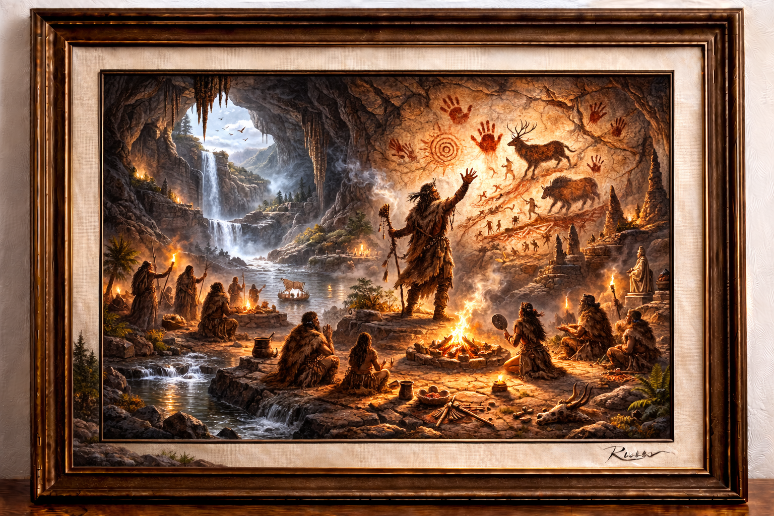 Shamanic ceremony in cave