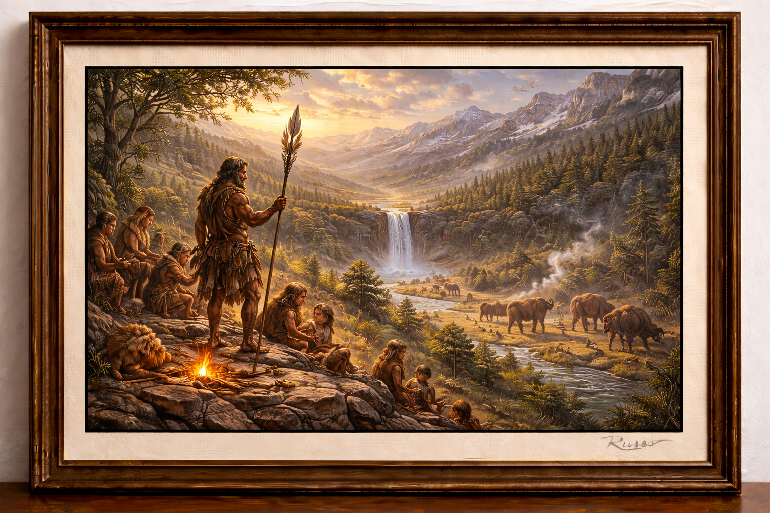 Tribe at sunset in the valley