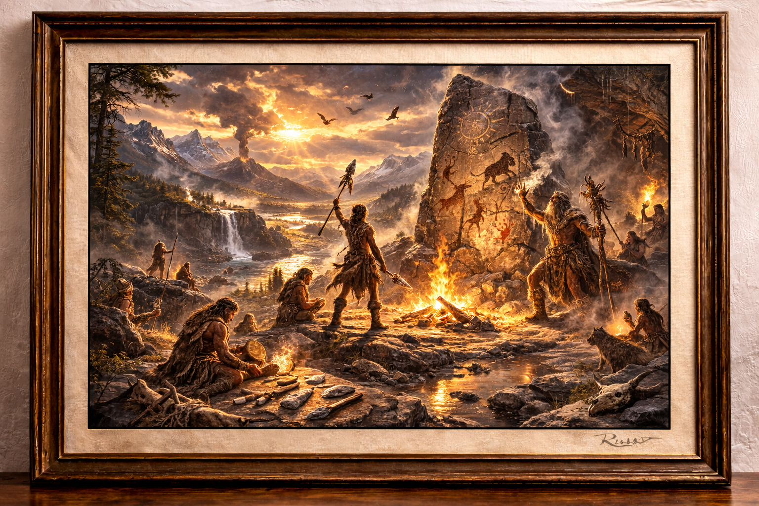 Sacred ritual by the stone circle