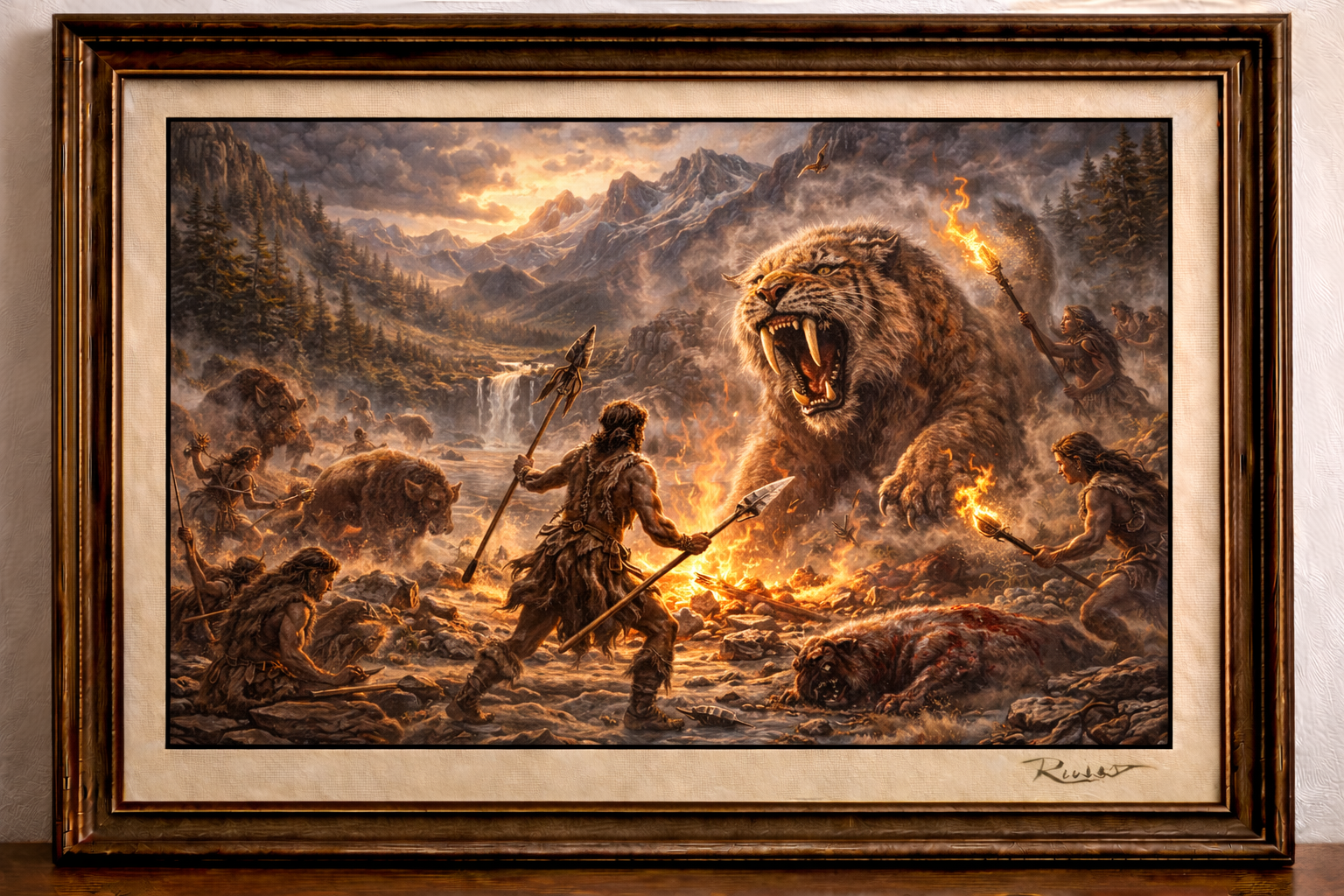 Epic showdown with saber-toothed tiger
