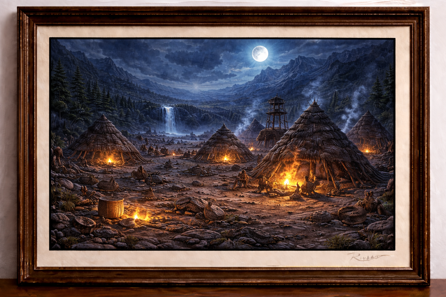 Village under a full moon