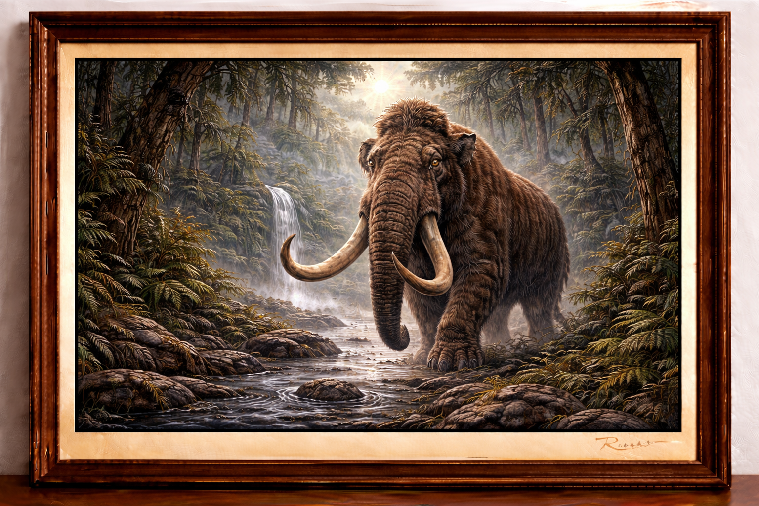 Mammoth in the misty jungle