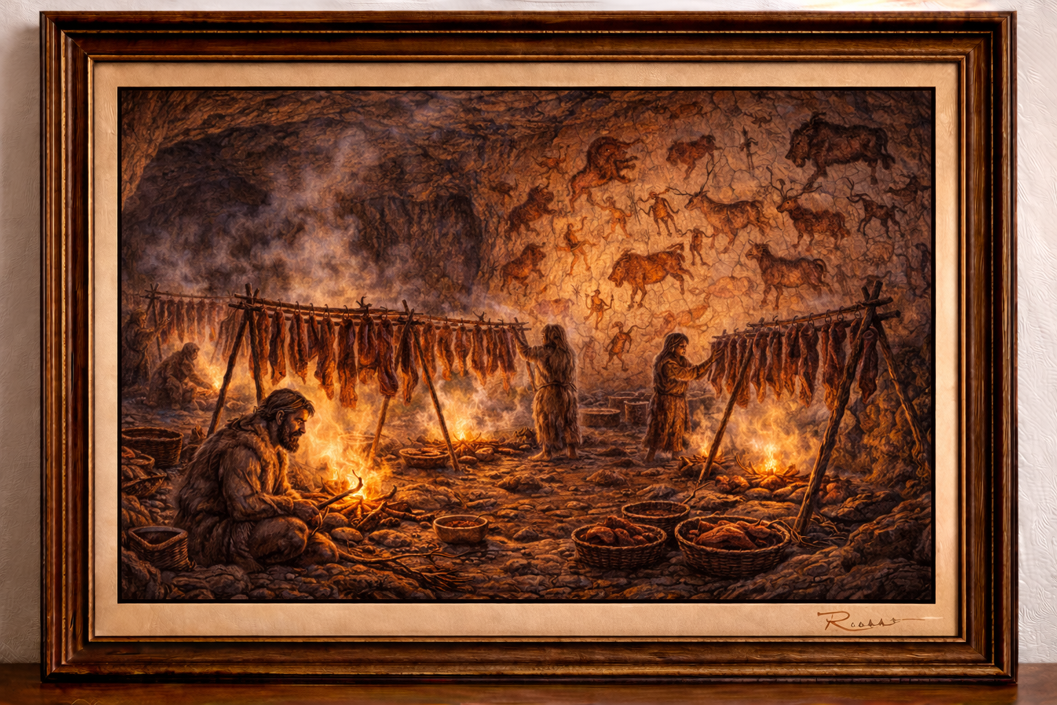 Cave life and firelight