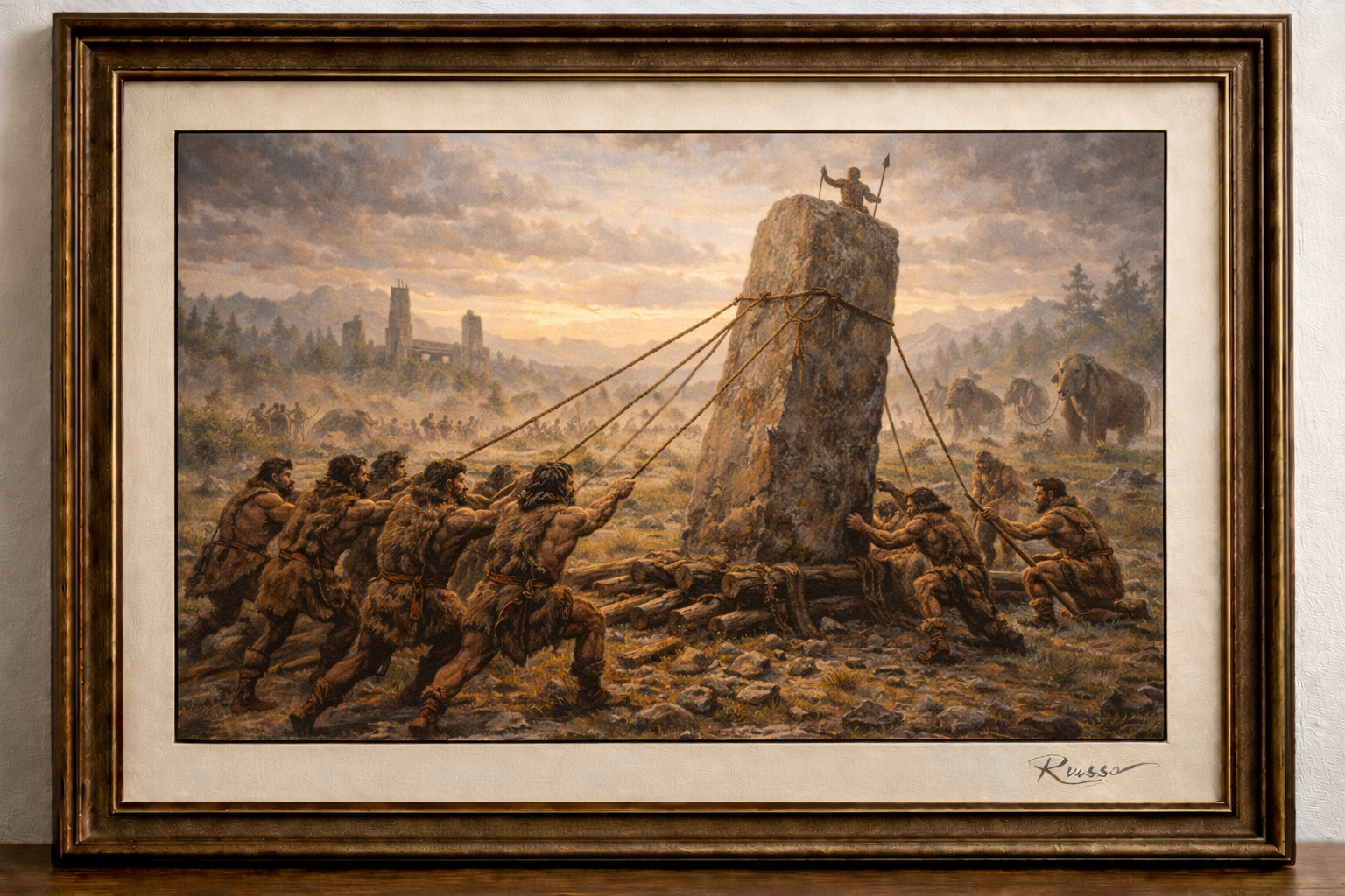 Prehistoric strength and monoliths under mist